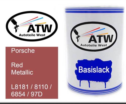 Porsche, Red Metallic, L8181 / 8110 / 6854 / 97D: 500ml Lackdose, von ATW Autoteile West.